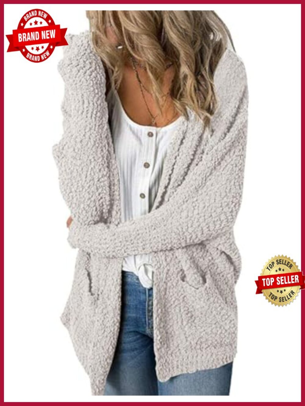 Fuzzy Chunky Oversized Cardigan Sweater Long Sleeve V-Neck Relaxed Fit